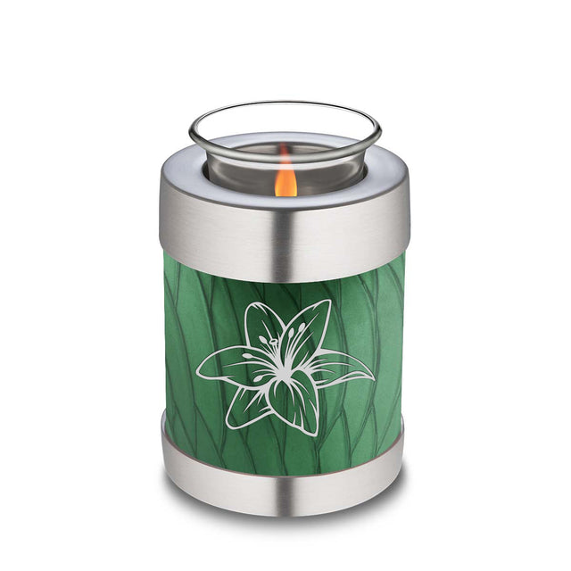 Candle Holder Embrace Pearl Green Lily Cremation Urn