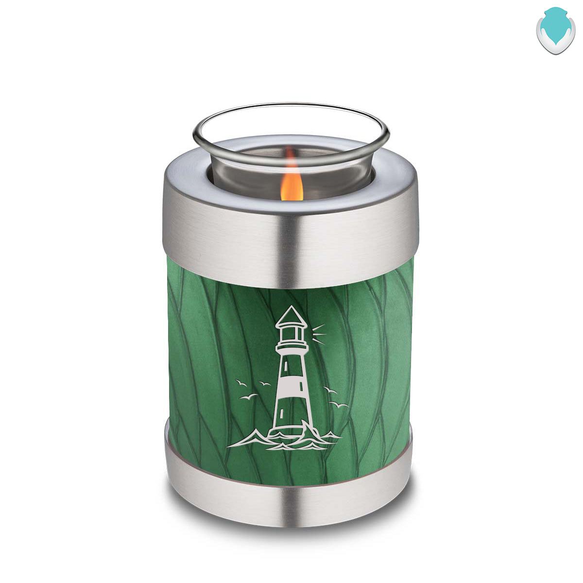 Candle Holder Embrace Pearl Green Lighthouse Cremation Urn