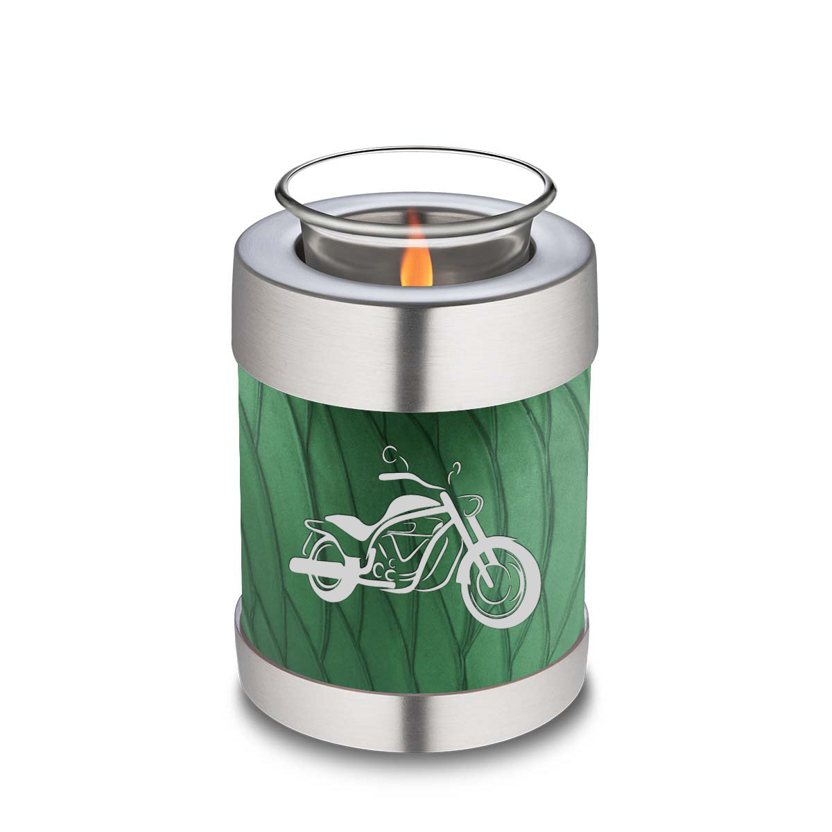 Candle Holder Embrace Pearl Green Motorcycle Cremation Urn