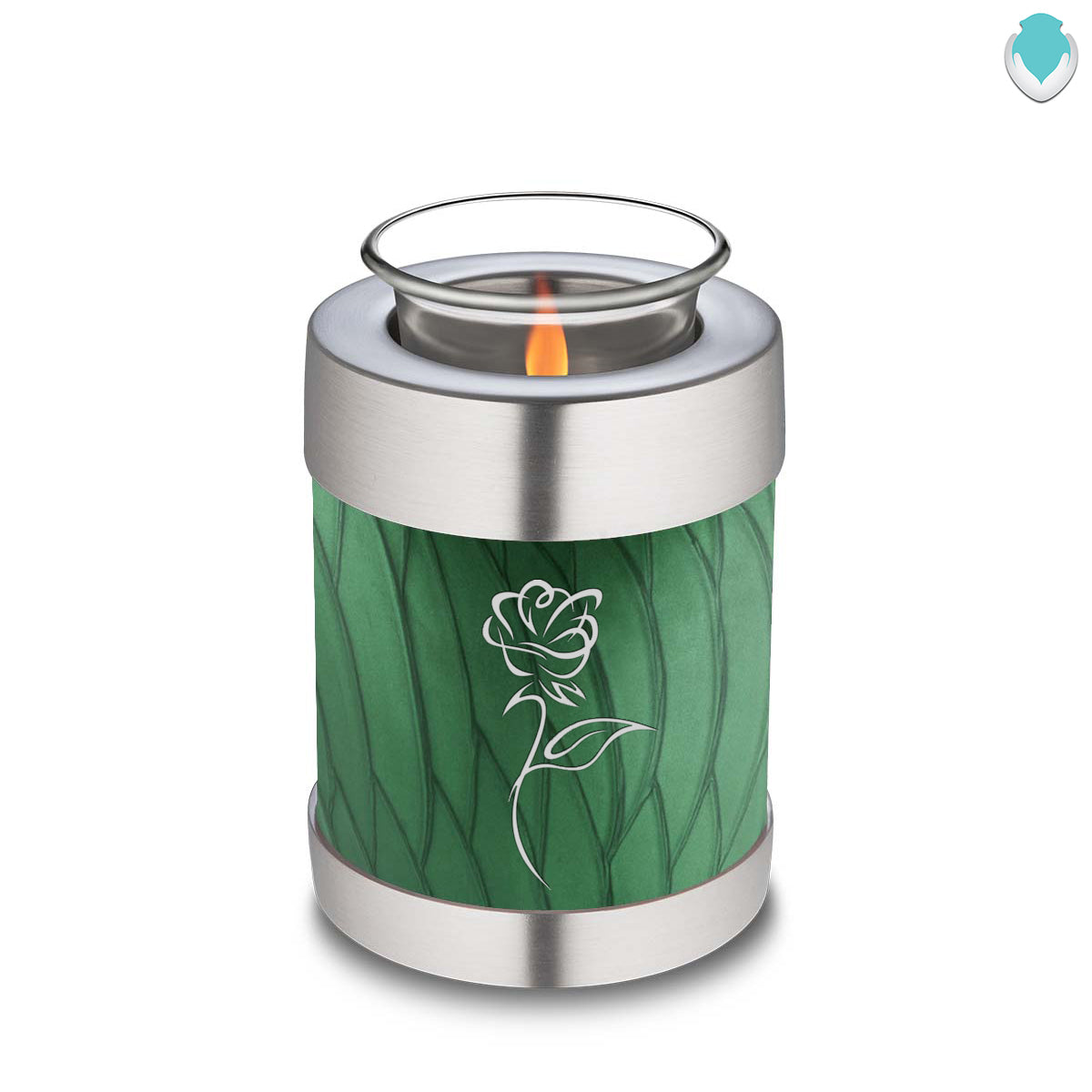 Candle Holder Embrace Pearl Green Rose Cremation Urn