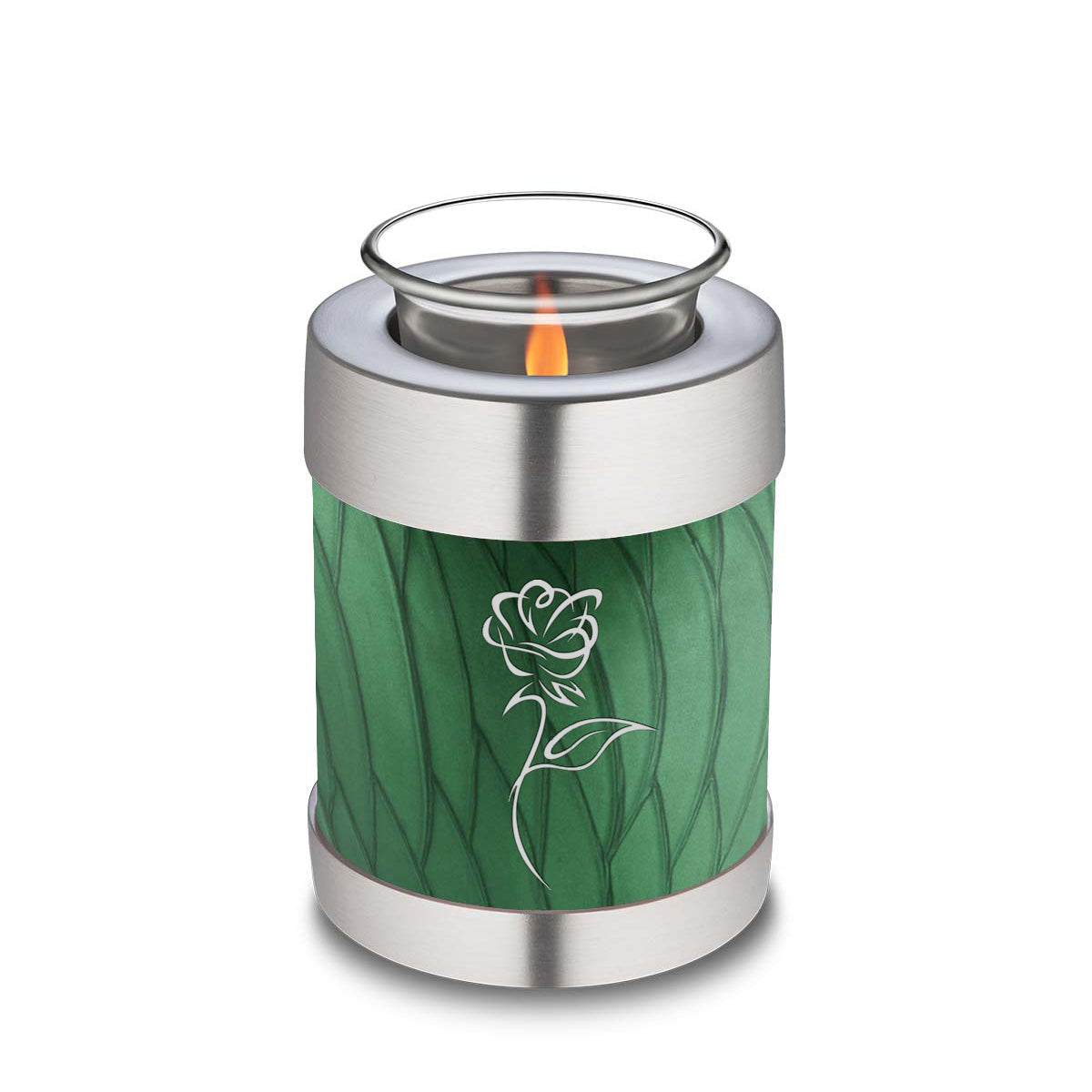 Candle Holder Embrace Pearl Green Rose Cremation Urn
