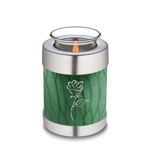 Candle Holder Embrace Pearl Green Rose Cremation Urn