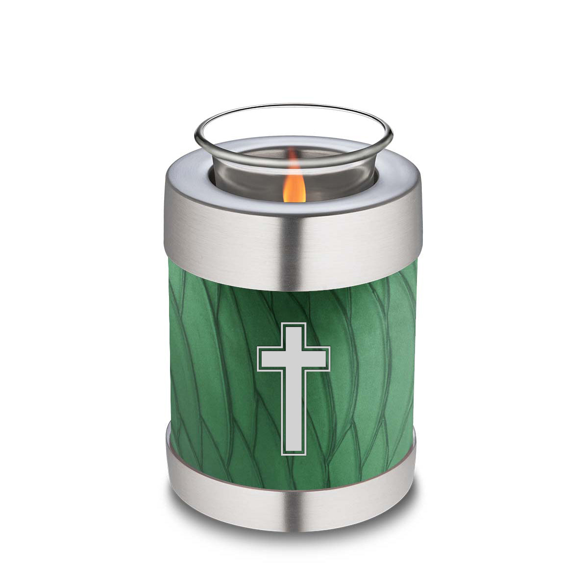 Candle Holder Embrace Pearl Green Simple Cross Cremation Urn