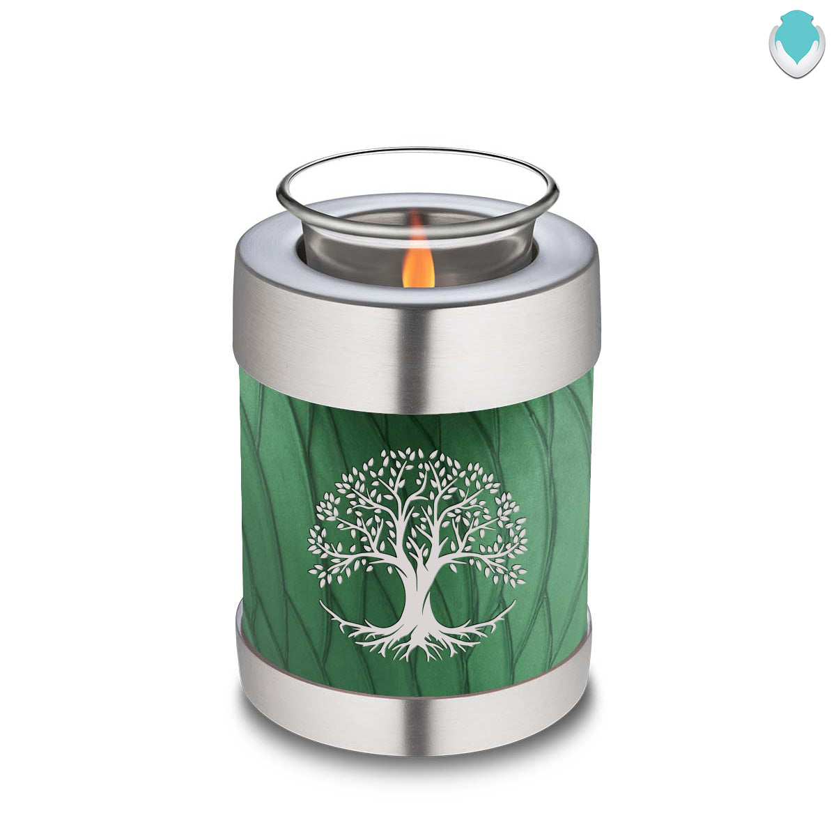 Candle Holder Embrace Pearl Green Tree of Life Cremation Urn