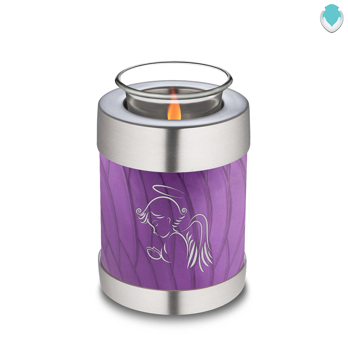 Candle Holder Embrace Pearl Purple Angel Cremation Urn