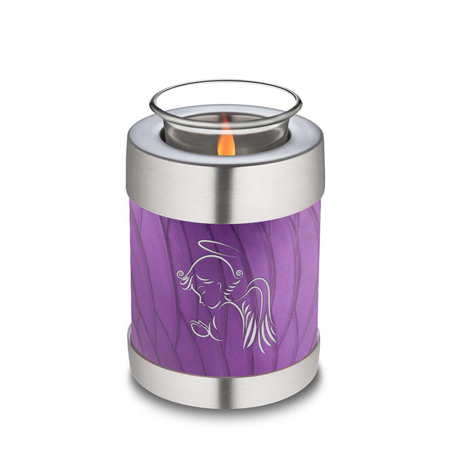 Candle Holder Embrace Pearl Purple Angel Cremation Urn