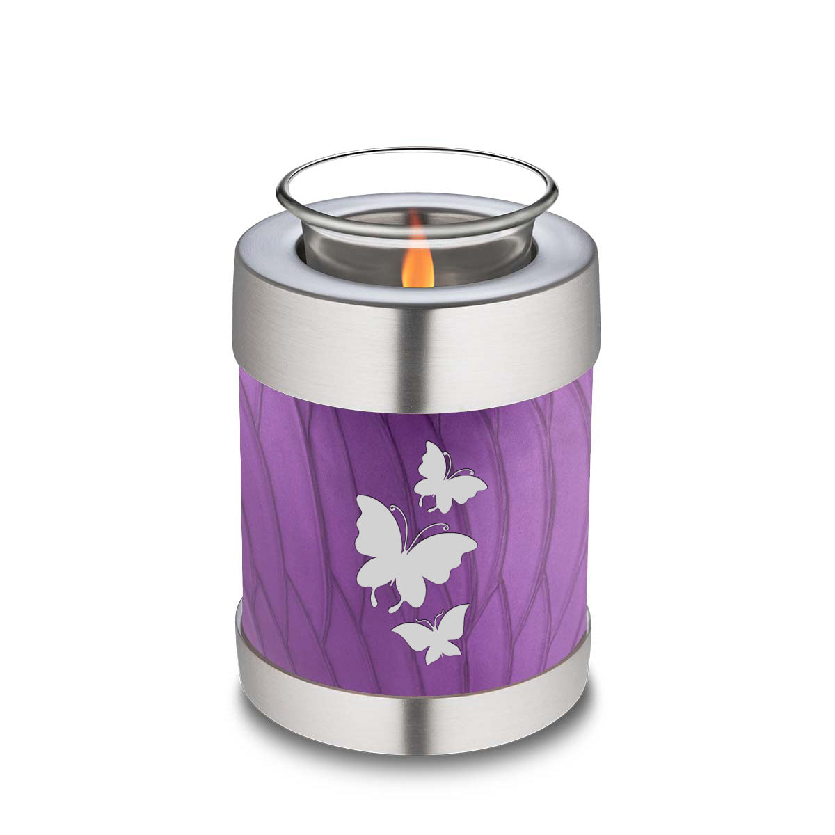 Candle Holder Embrace Pearl Purple Butterfly Cremation Urn