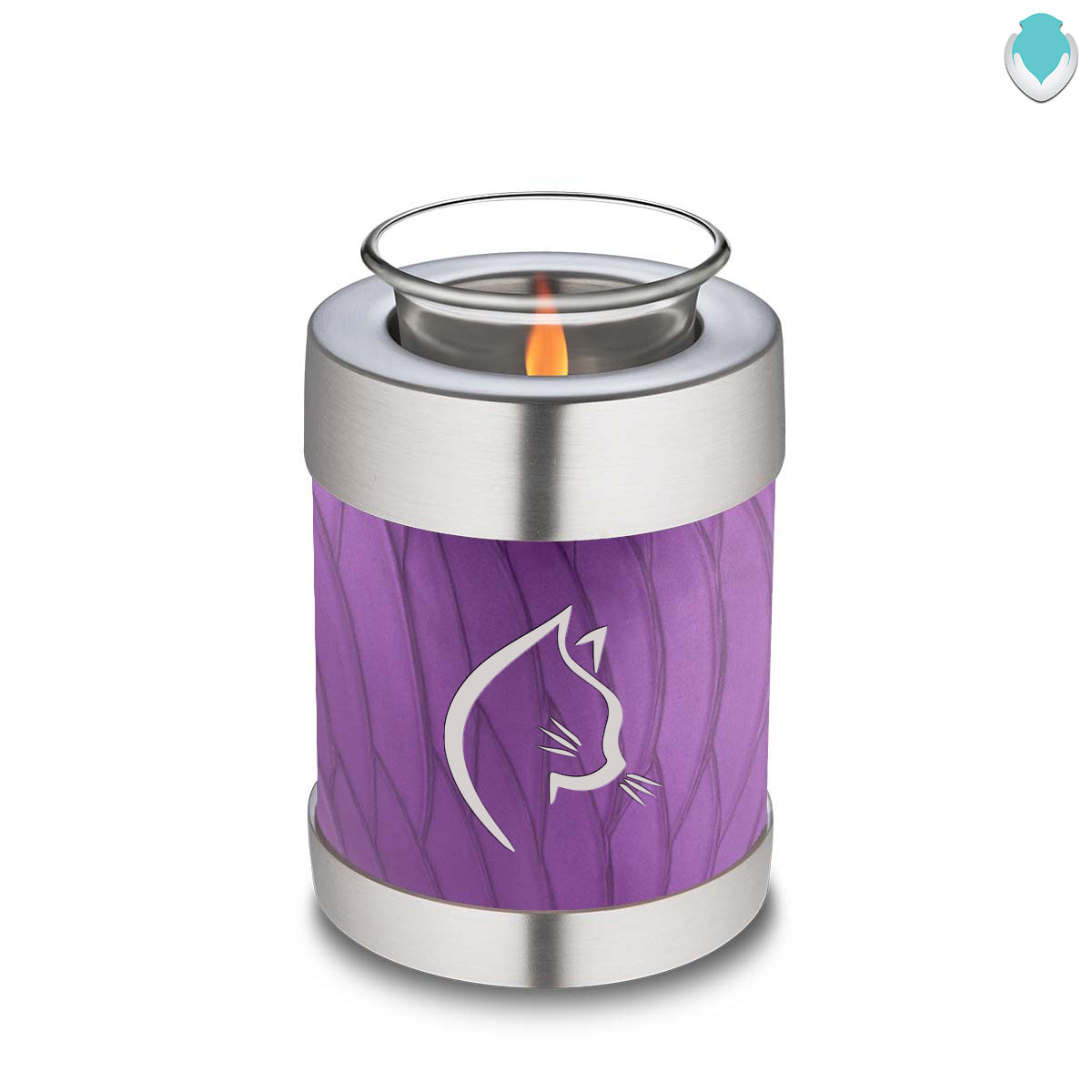 Candle Holder Embrace Pearl Purple Cat Pet Cremation Urn