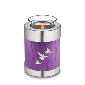 Candle Holder Embrace Pearl Purple Doves Cremation Urn