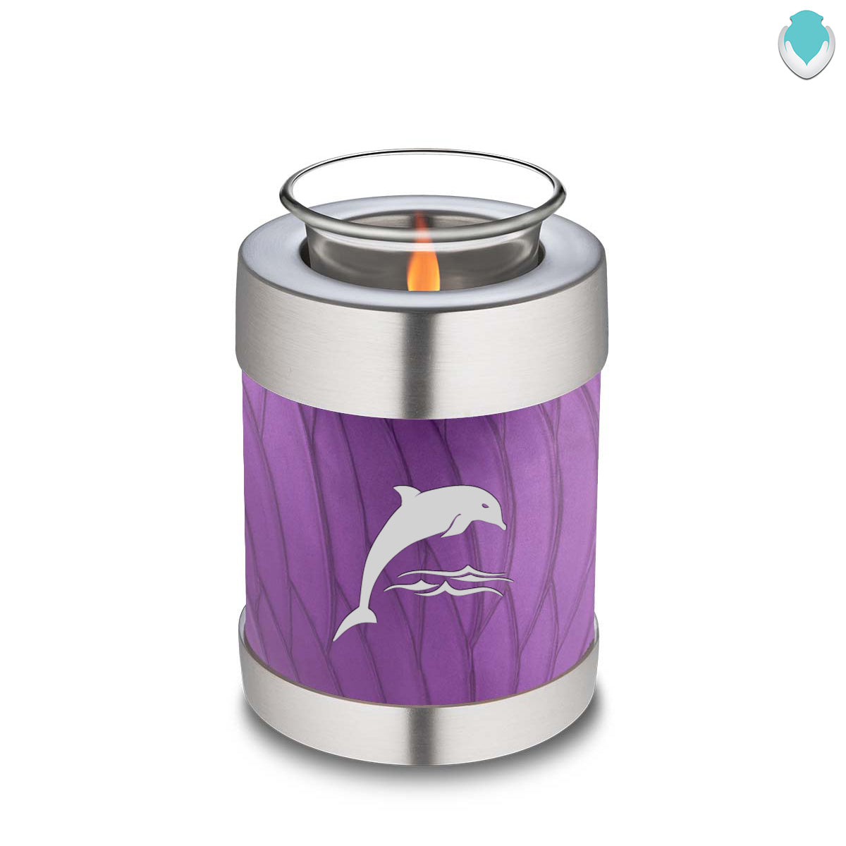 Candle Holder Embrace Pearl Purple Dolphins Cremation Urn