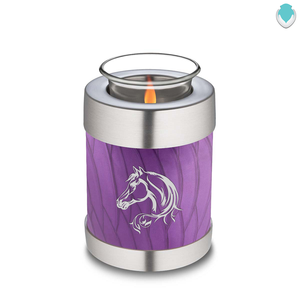 Candle Holder Embrace Pearl Purple Horse Cremation Urn