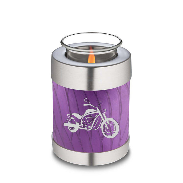 Candle Holder Embrace Pearl Purple Motorcycle Cremation Urn