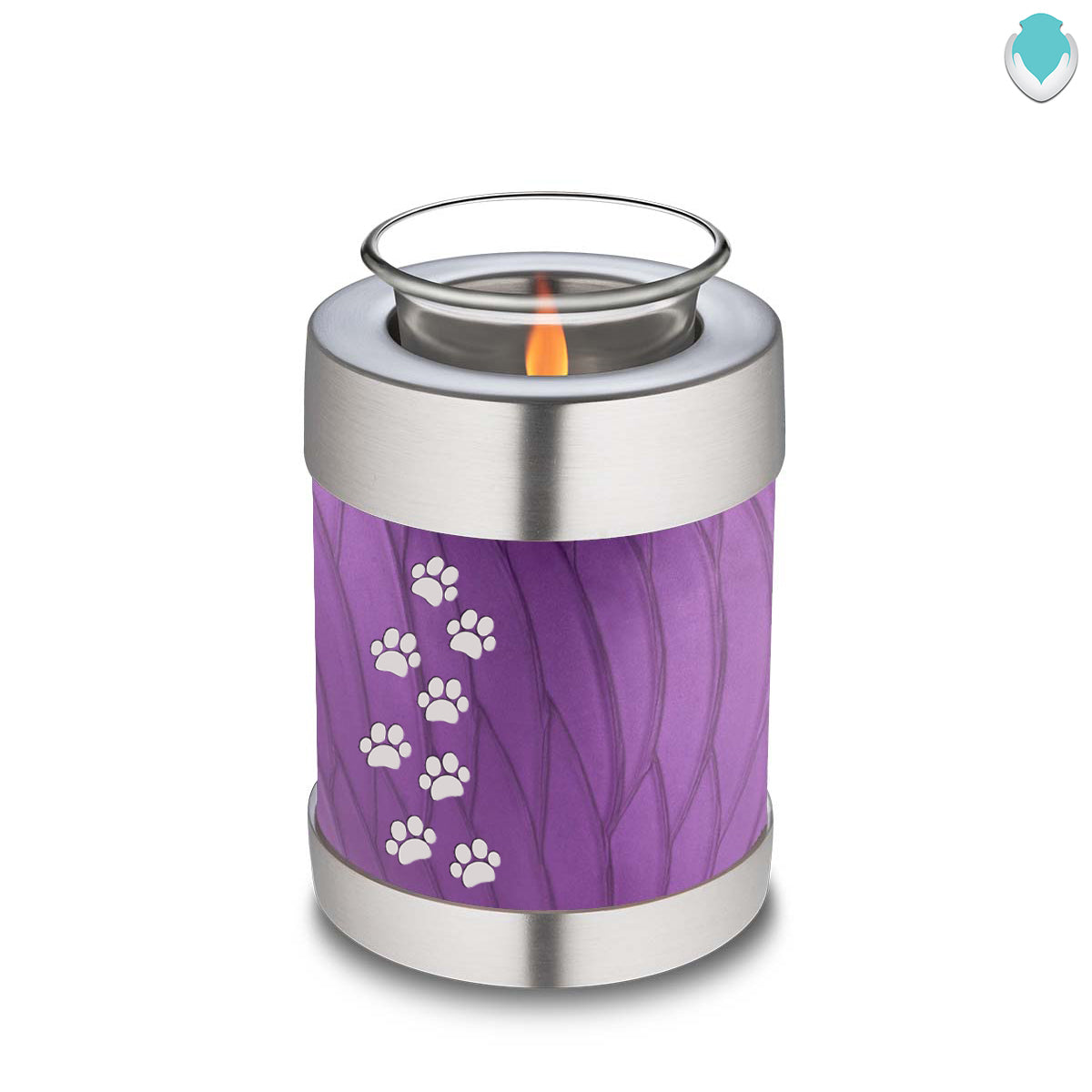 Candle Holder Embrace Pearl Purple Walking Paws Pet Cremation Urn
