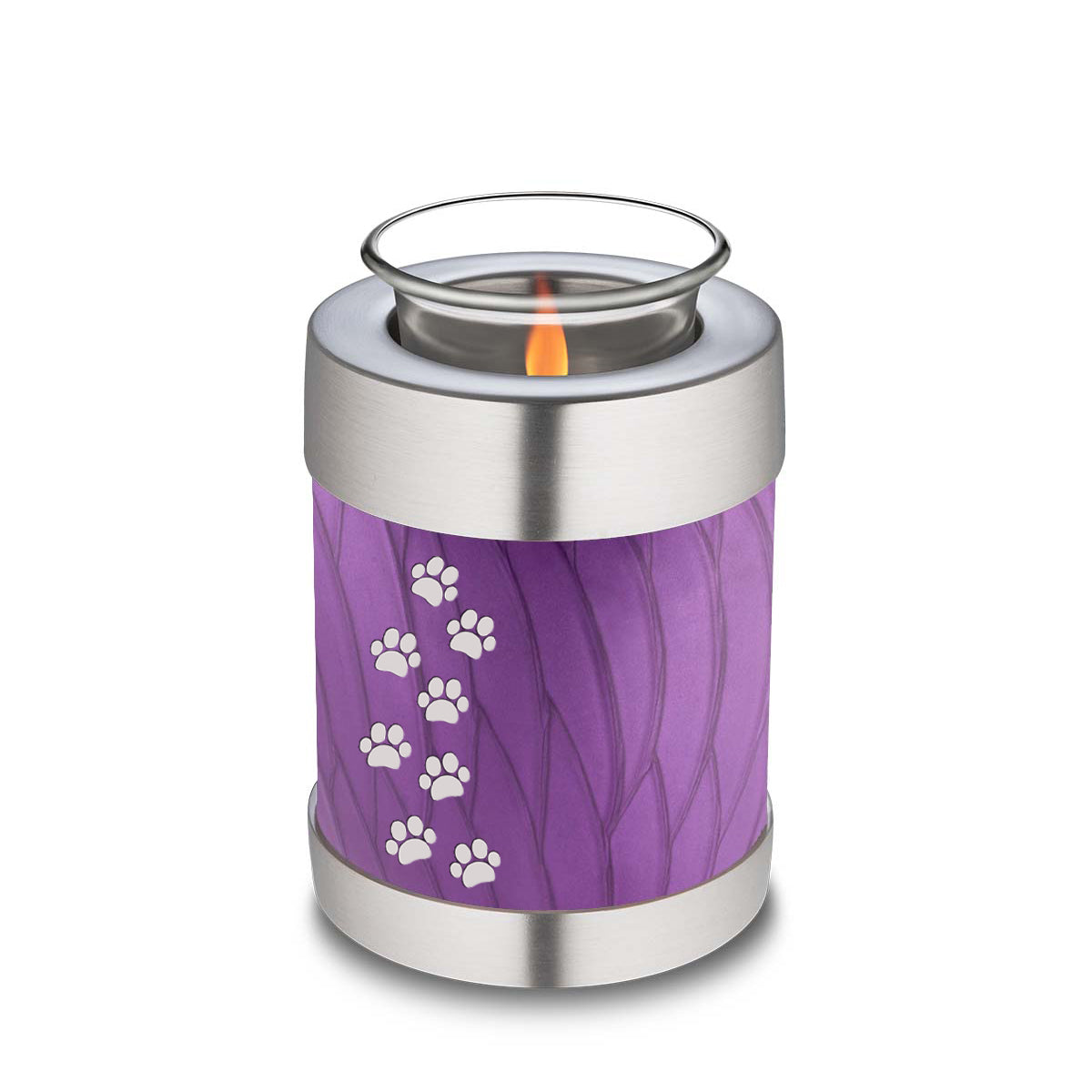 Candle Holder Embrace Pearl Purple Walking Paws Pet Cremation Urn