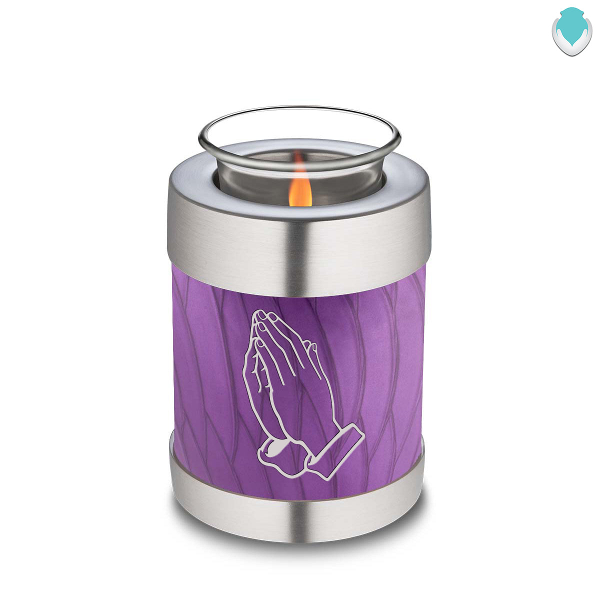 Candle Holder Embrace Pearl Purple Praying Hands Cremation Urn