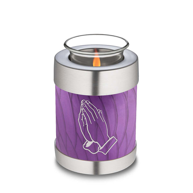 Candle Holder Embrace Pearl Purple Praying Hands Cremation Urn