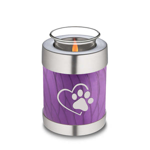 Candle Holder Embrace Pearl Purple Single Paw Heart Pet Cremation Urn