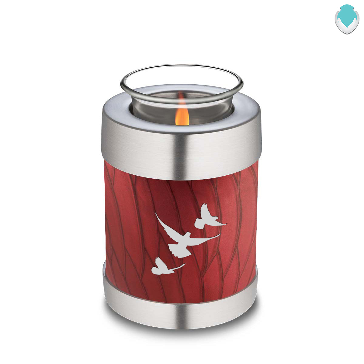 Candle Holder Embrace Pearl Candy Red Doves Cremation Urn