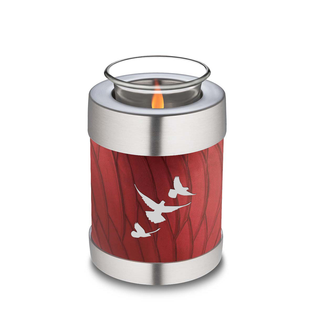 Candle Holder Embrace Pearl Candy Red Doves Cremation Urn