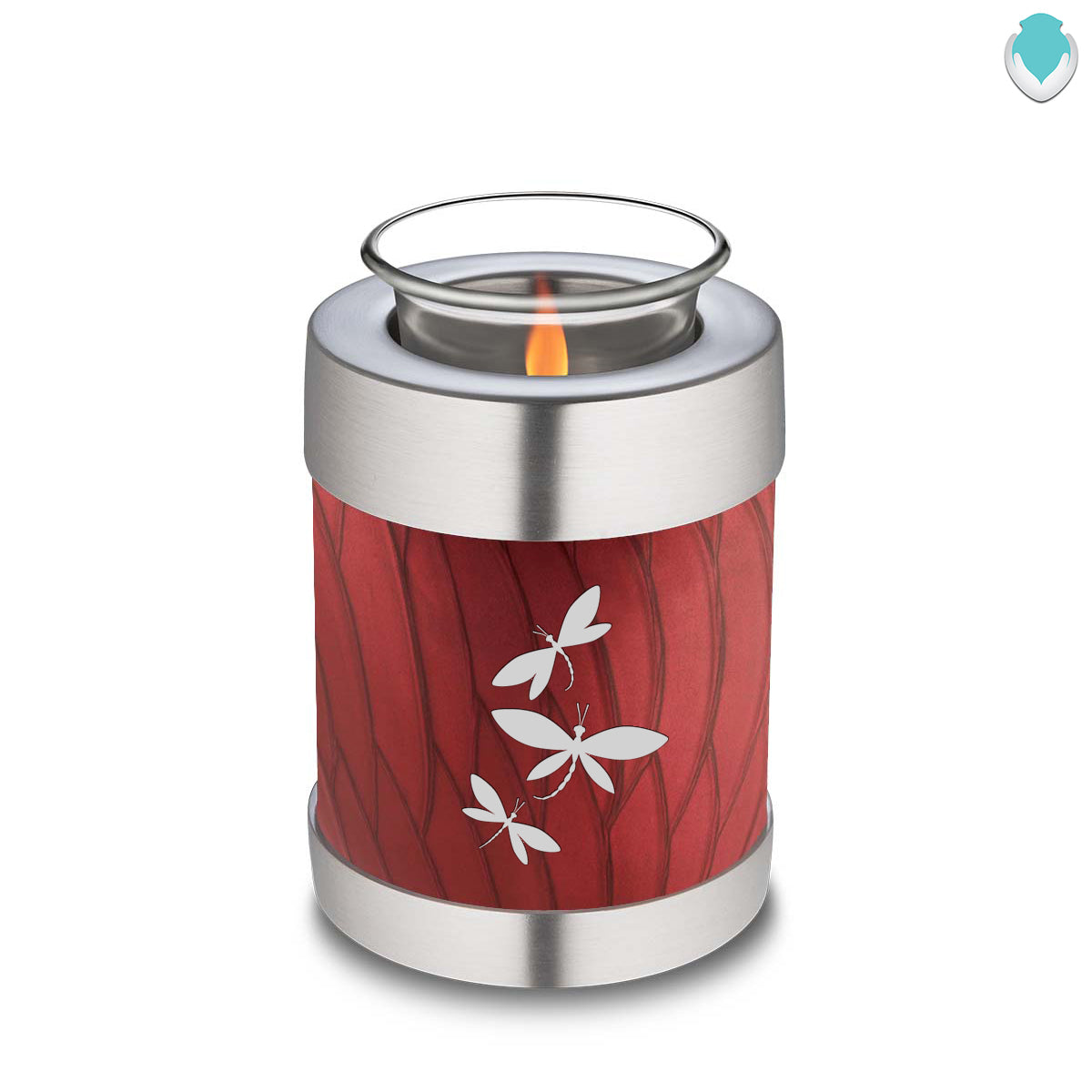 Candle Holder Embrace Pearl Candy Red Dragonflies Cremation Urn