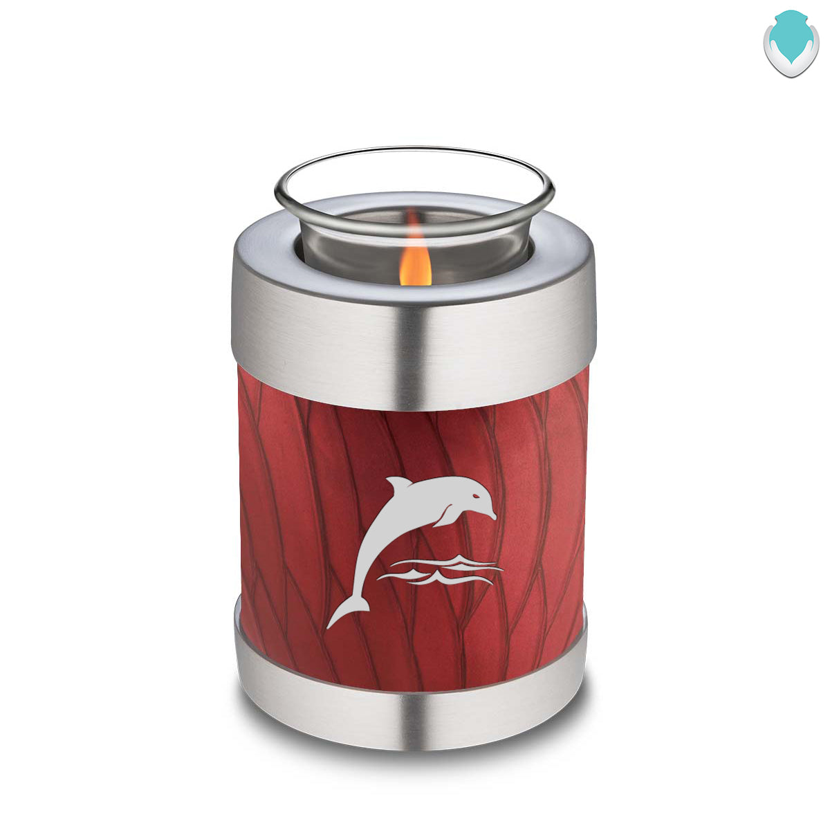 Candle Holder Embrace Pearl Candy Red Dolphins Cremation Urn