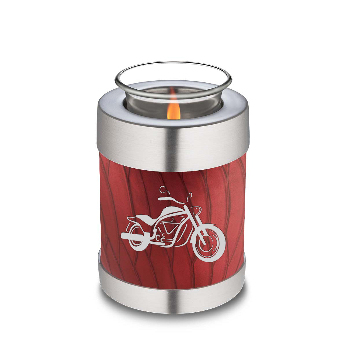Candle Holder Embrace Pearl Candy Red Motorcycle Cremation Urn