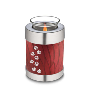 Candle Holder Embrace Pearl Candy Red Walking Paws Pet Cremation Urn