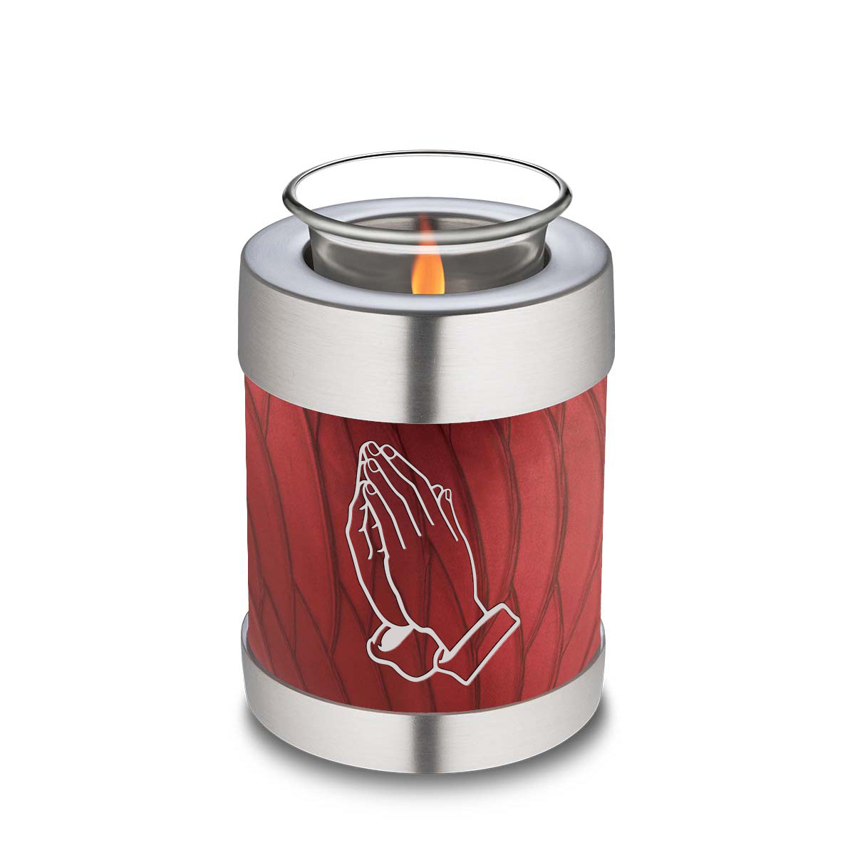 Candle Holder Embrace Pearl Candy Red Praying Hands Cremation Urn