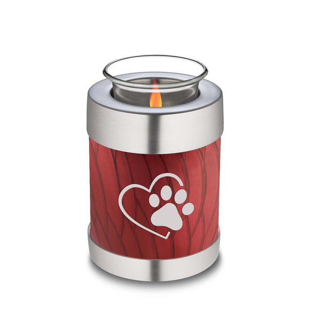 Candle Holder Embrace Pearl Candy Red Single Paw Heart Pet Cremation Urn