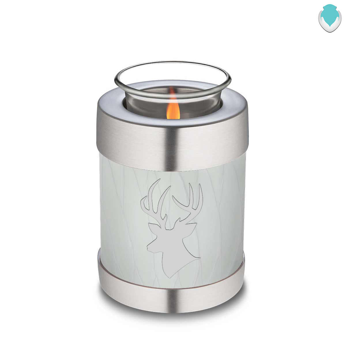 Candle Holder Embrace Pearl White Deer Cremation Urn
