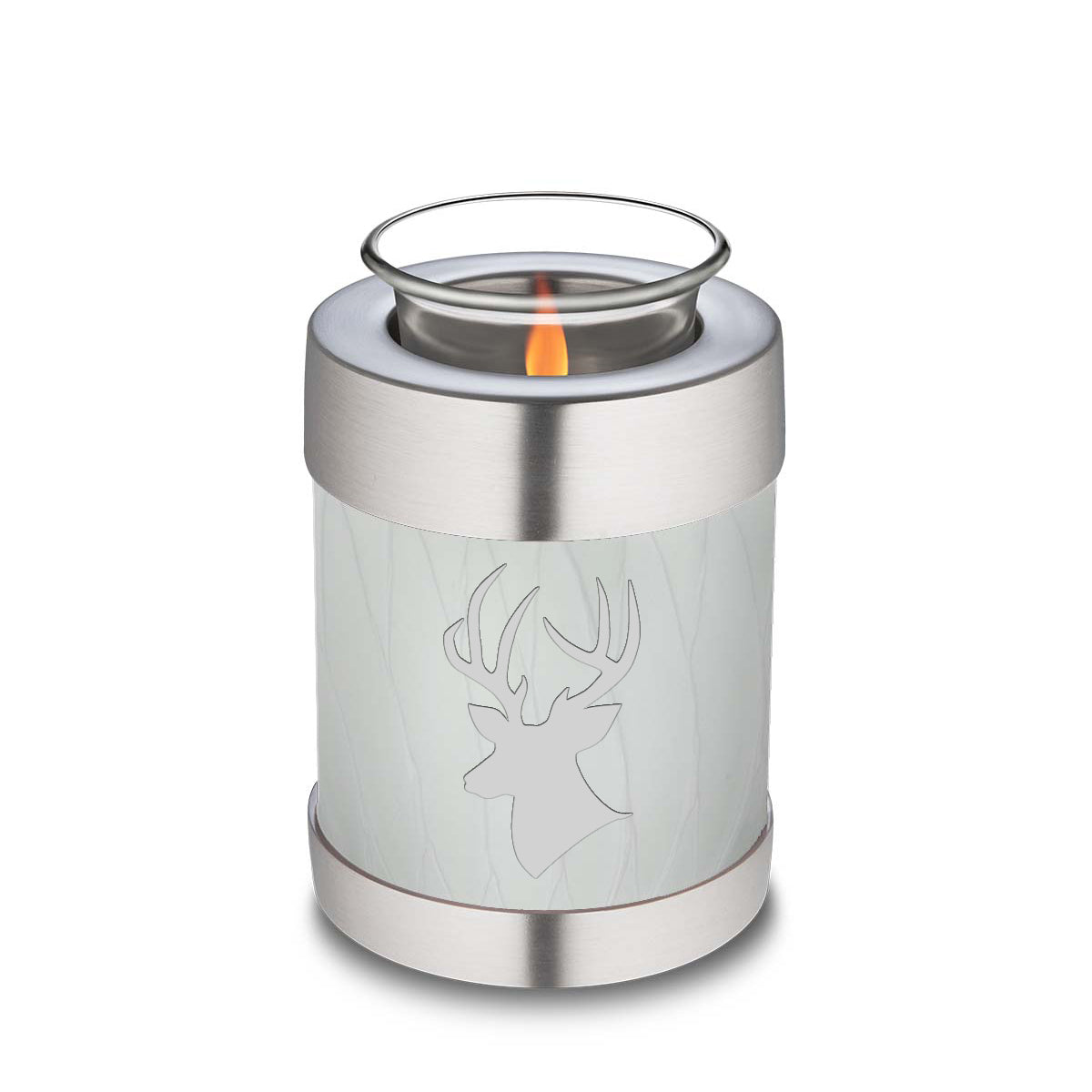 Candle Holder Embrace Pearl White Deer Cremation Urn