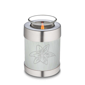 Candle Holder Embrace Pearl White Lily Cremation Urn