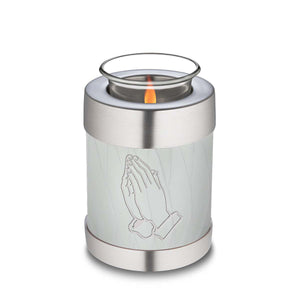 Candle Holder Embrace Pearl White Praying Hands Cremation Urn