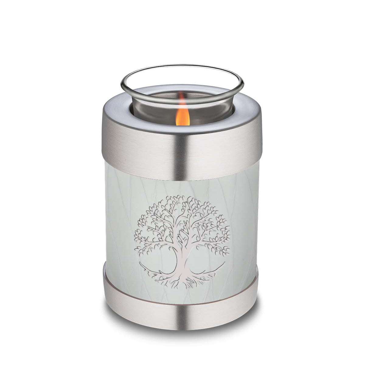 Candle Holder Embrace Pearl White Tree of Life Cremation Urn