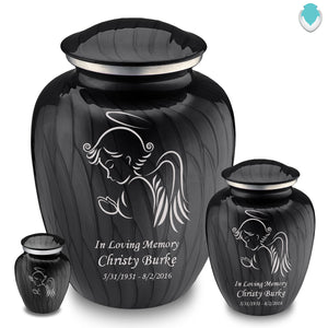 Keepsake Embrace Pearl Black Angel Cremation Urn