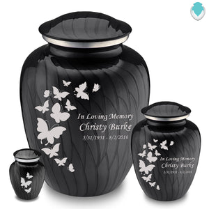 Keepsake Embrace Pearl Black Butterflies Cremation Urn