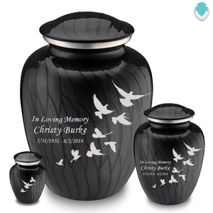 Keepsake Embrace Pearl Black Doves Cremation Urn