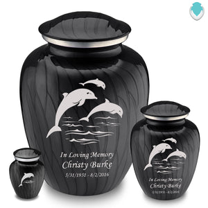 Keepsake Embrace Pearl Black Dolphin Cremation Urn