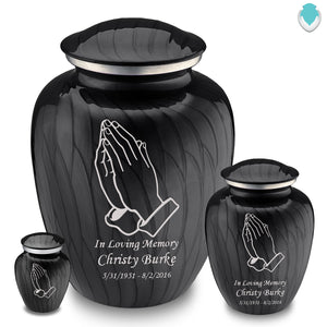 Keepsake Embrace Pearl Black Praying Hands Cremation Urn