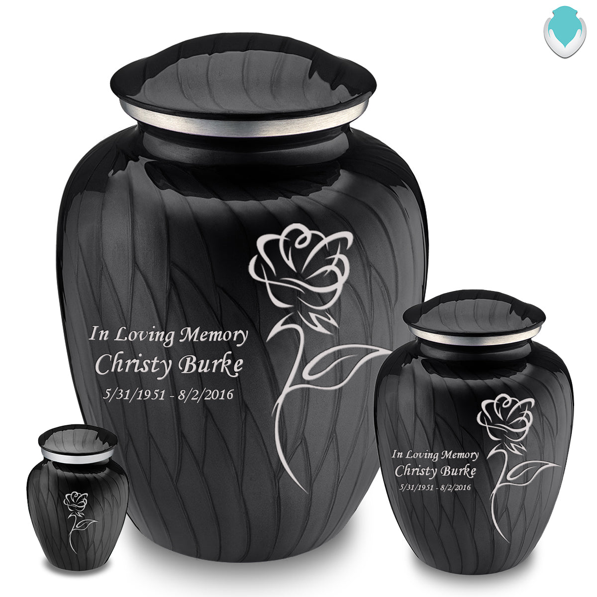Candle Holder Embrace Pearl Black Rose Cremation Urn