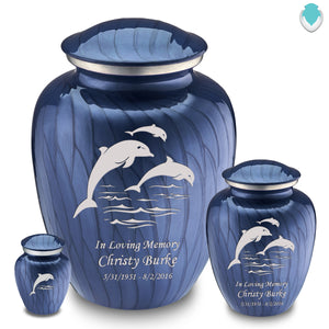 Keepsake Embrace Pearl Cobalt Blue Dolphin Cremation Urn