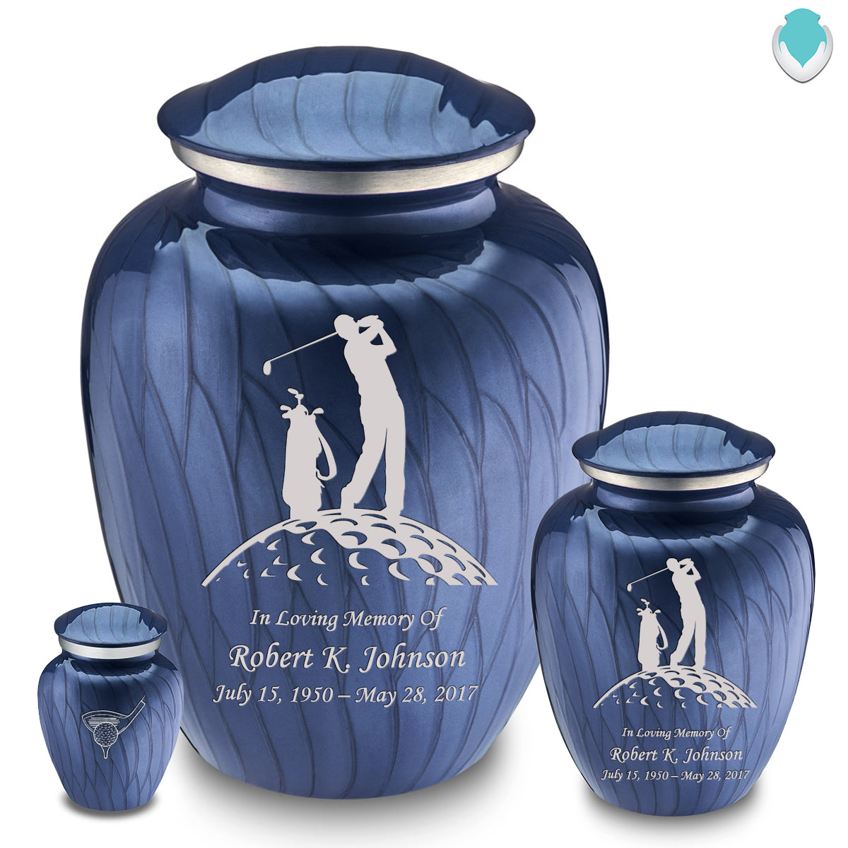 Keepsake Embrace Pearl Cobalt Blue Golf Cremation Urn