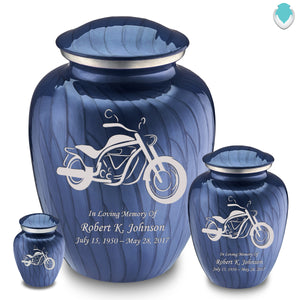Medium Embrace Pearl Cobalt Blue Motorcycle Cremation Urn