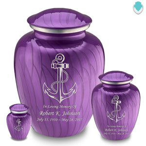 Medium Embrace Pearl Purple Anchor Cremation Urn