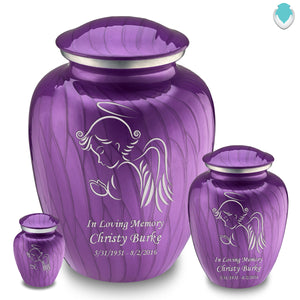Medium Embrace Pearl Purple Angel Cremation Urn