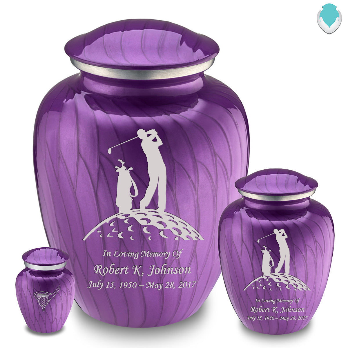 Medium Embrace Pearl Purple Golf Cremation Urn
