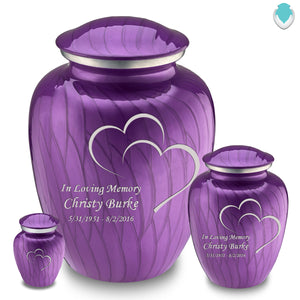 Medium Embrace Pearl Purple Hearts Cremation Urn
