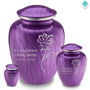 Medium Embrace Pearl Purple Rose Cremation Urn