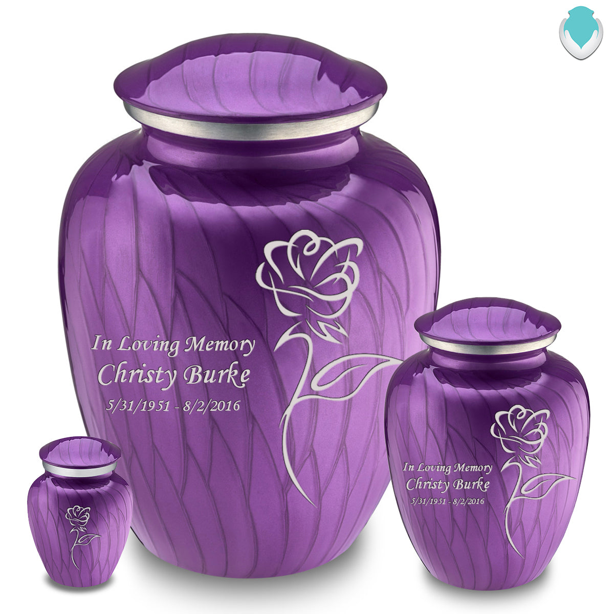 Candle Holder Embrace Pearl Purple Rose Cremation Urn