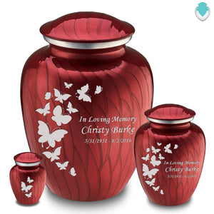 Medium Embrace Pearl Candy Red Butterfly Cremation Urn